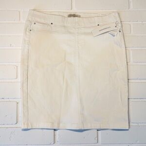 Liverpool White Denim Pencil Skirt NWT Classic Minimalist Size 14